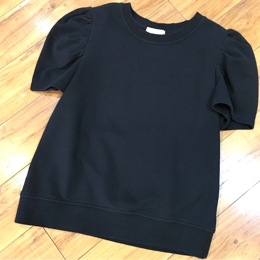 Cynthia Rowley Sweatshirt short sleeve Black Puff Sleeve preppy casual medium